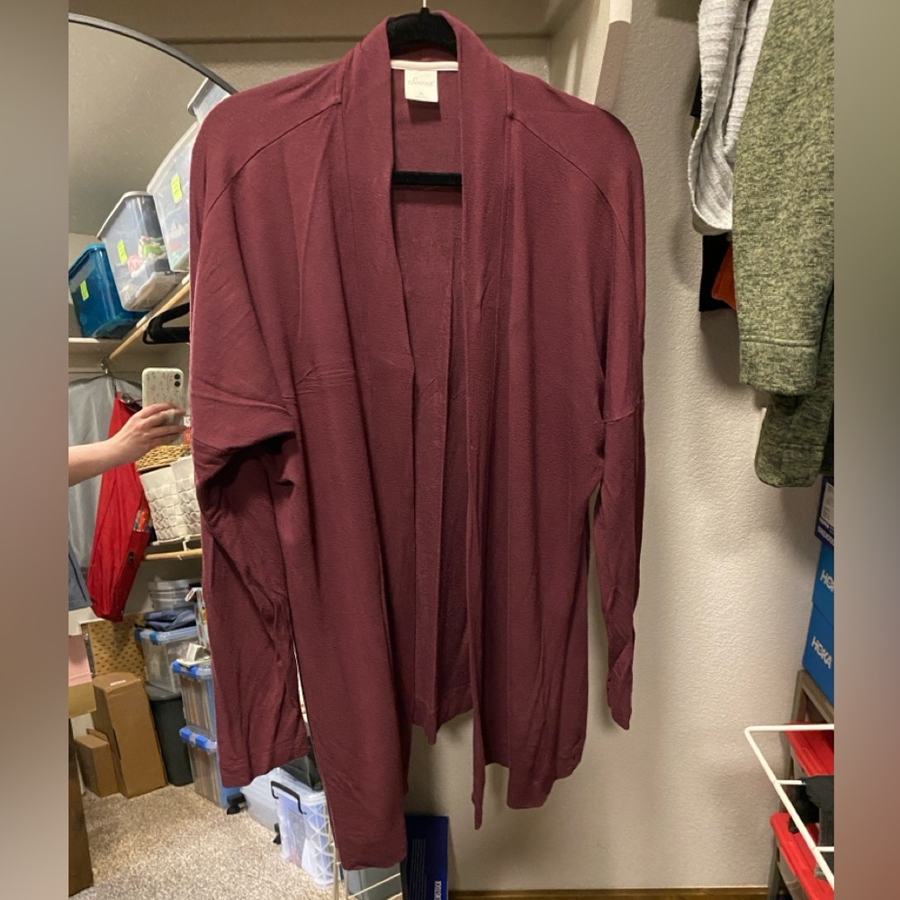Soma Maroon/Deep Red Knit Cardigan